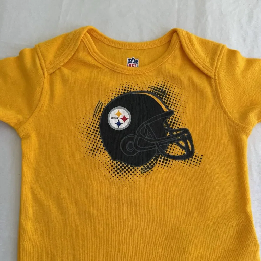 Lot Of 2 Pittsburgh Steelers NFL One Piece Creeper Bodysuit Black Yellow Sz 24M